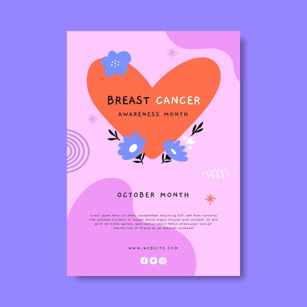 Free Vector hand drawn breast cancer awareness month vertical flyer template