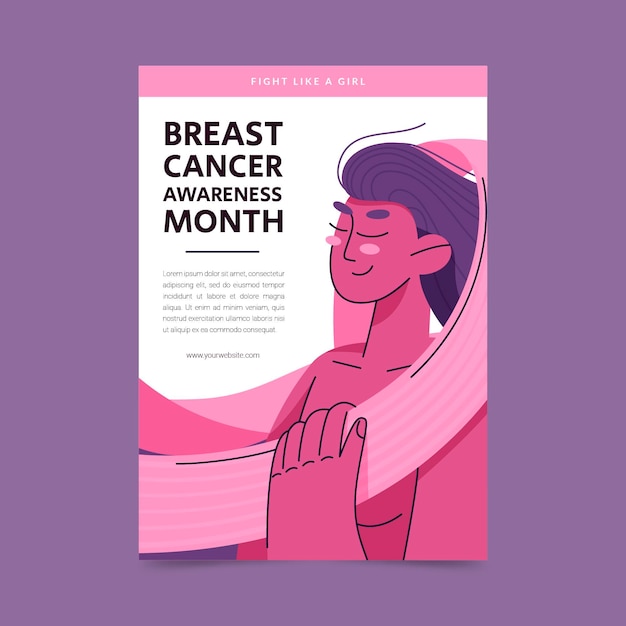 Free Vector hand drawn breast cancer awareness month vertical poster template