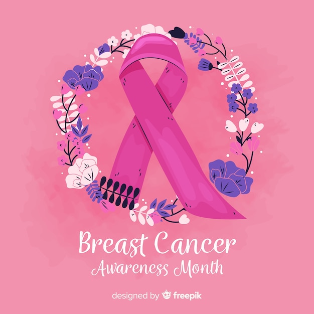 Hand-drawn breast cancer awareness ribbon