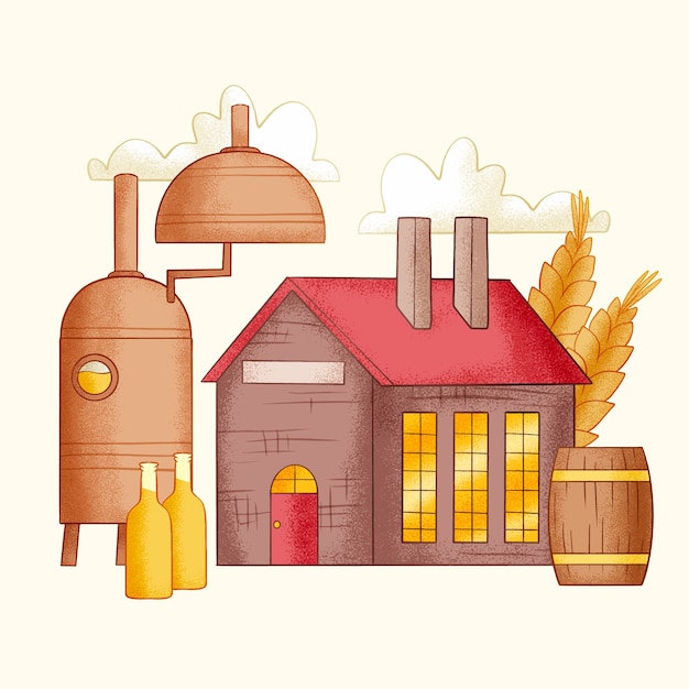 Free vector hand drawn brewery illustration