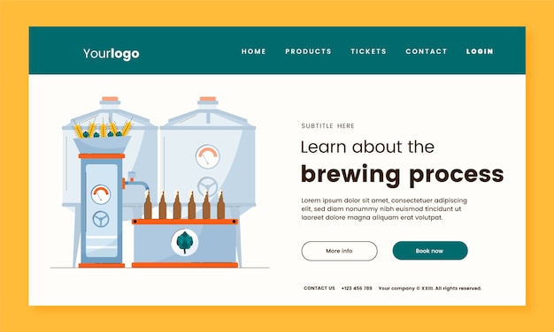 Free Vector hand drawn brewery landing page template