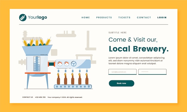 Free Vector hand drawn brewery landing page template