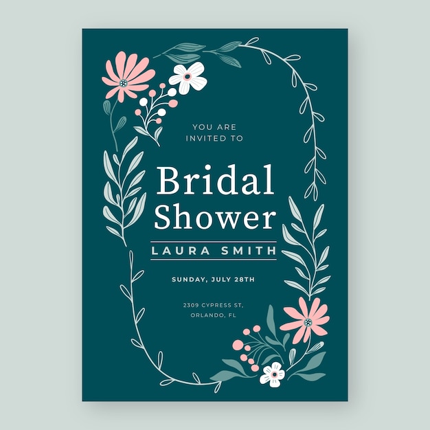 Hand drawn bridal shower invitation