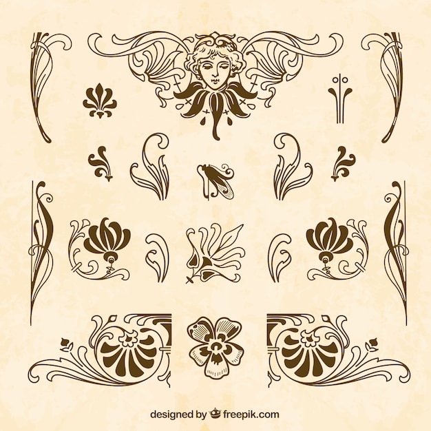 Free Vector hand drawn brown ornaments collection