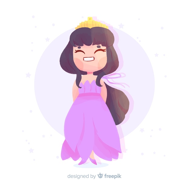 Hand drawn brunette princess portrait