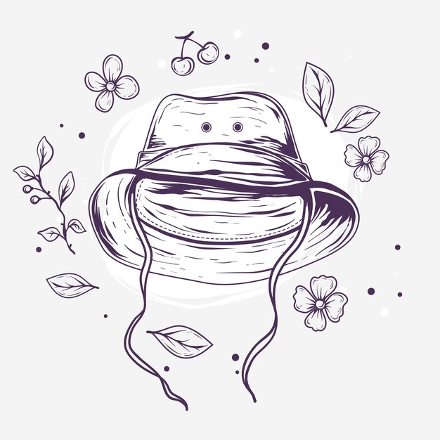 Hand drawn bucket hat illustration