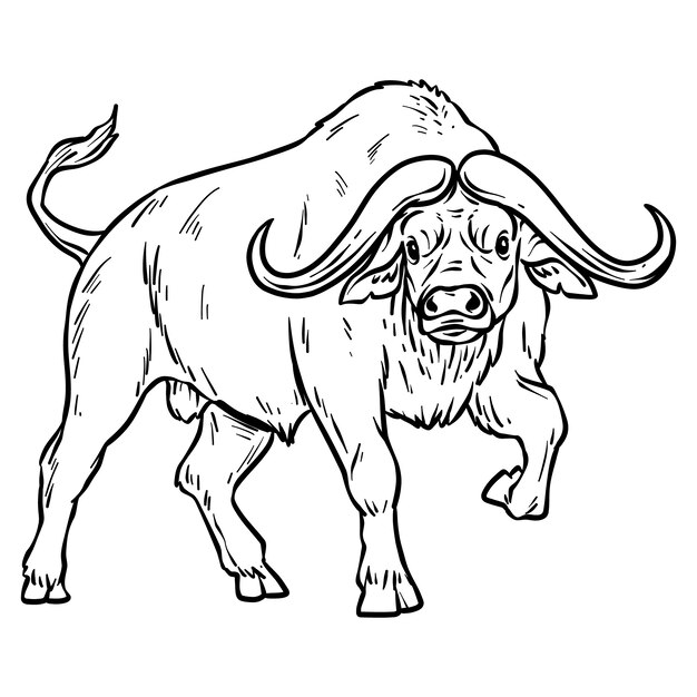 Hand drawn buffalo outline illustration