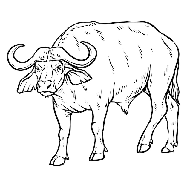 Free Vector hand drawn buffalo outline illustration