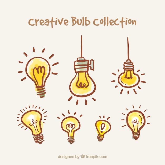 Free Vector hand drawn bulbs collection