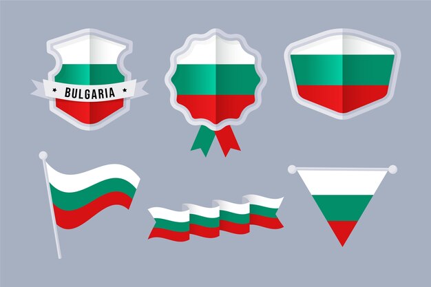 Free Vector hand drawn bulgarian flag and national emblems collection