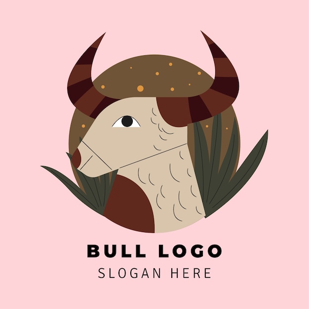 Free Vector hand drawn bull logo template