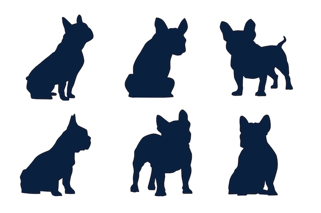 Free Vector hand drawn bulldog silhouette set