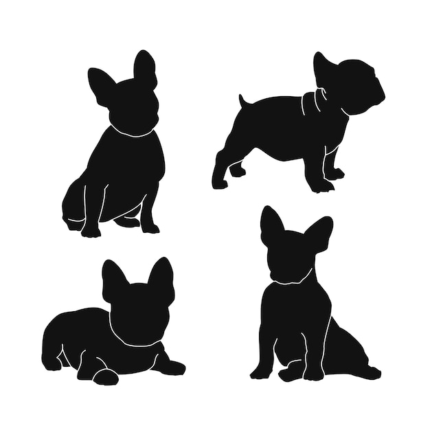 Free Vector hand drawn bulldog  silhouette