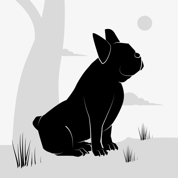 Hand drawn bulldog silhouette