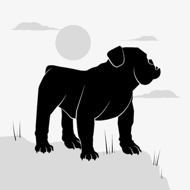 Hand drawn bulldog silhouette