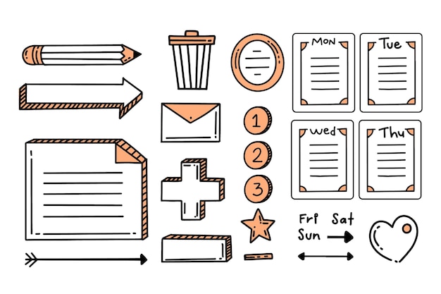 Free Vector hand drawn bullet journal elements