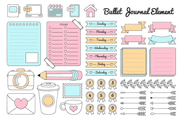 Free Vector hand drawn bullet journal elements