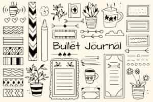 Free vector hand drawn bullet journal elements