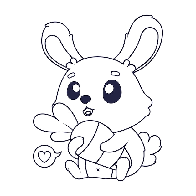 Hand drawn bunny outline illustration