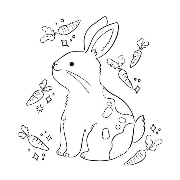 Free vector hand drawn bunny outline illustration