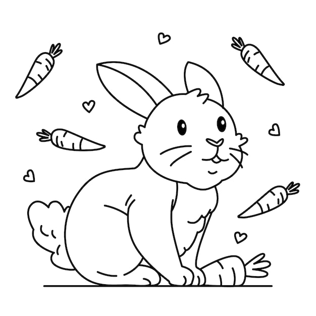 Hand drawn bunny outline illustration