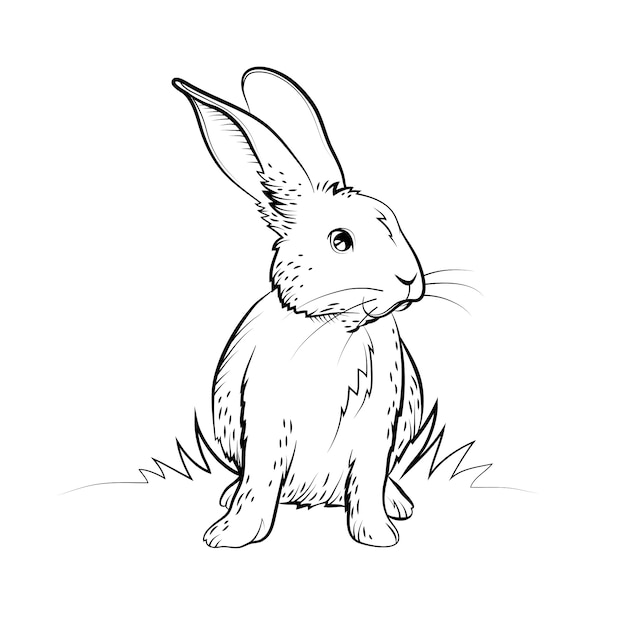 Hand drawn bunny outline illustration