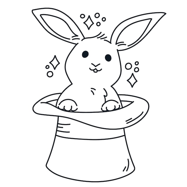 Hand drawn bunny outline illustration