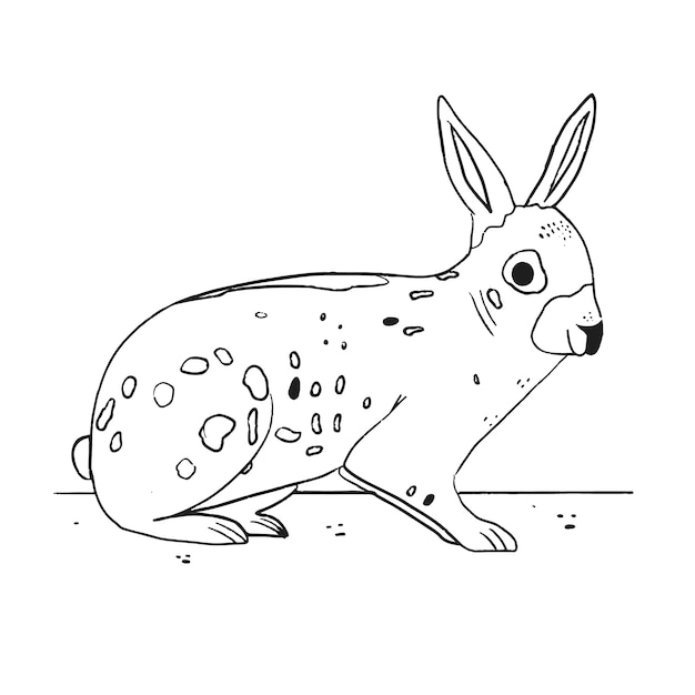 Hand drawn bunny outline illustration