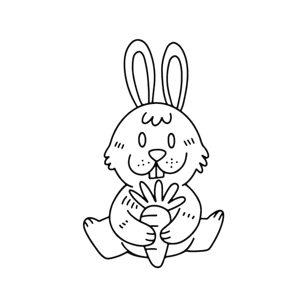 Hand drawn bunny outline illustration