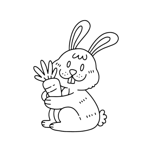 Hand drawn bunny outline illustration