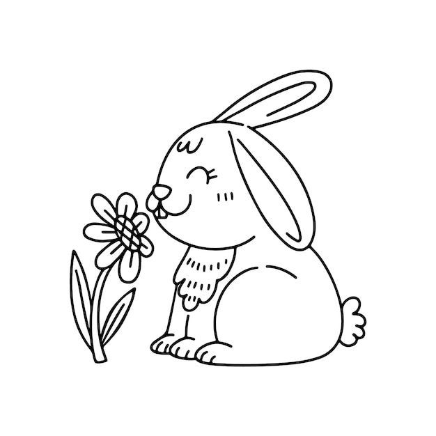 Hand drawn bunny outline illustration