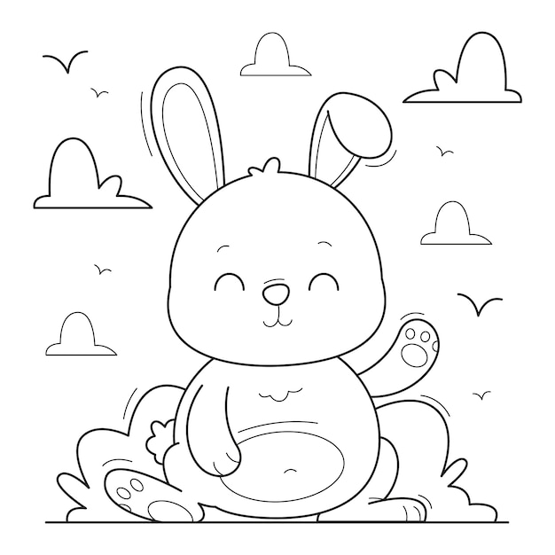 Free Vector hand drawn bunny outline illustration