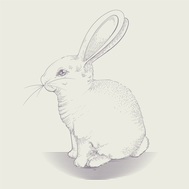 Hand drawn bunny outline illustration