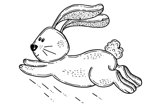 Hand drawn bunny outline illustration