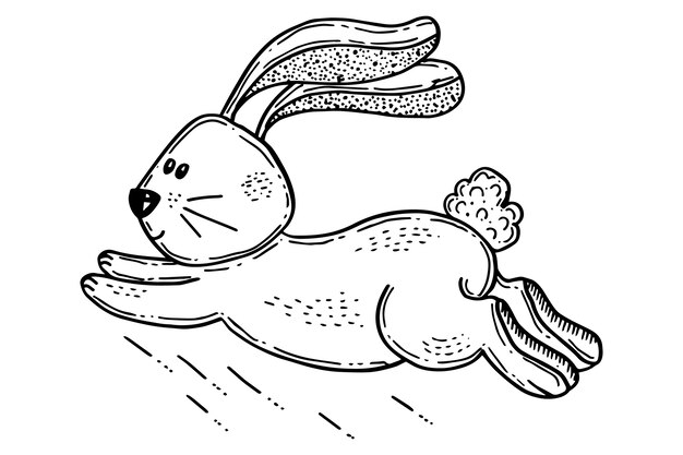 Hand drawn bunny outline illustration