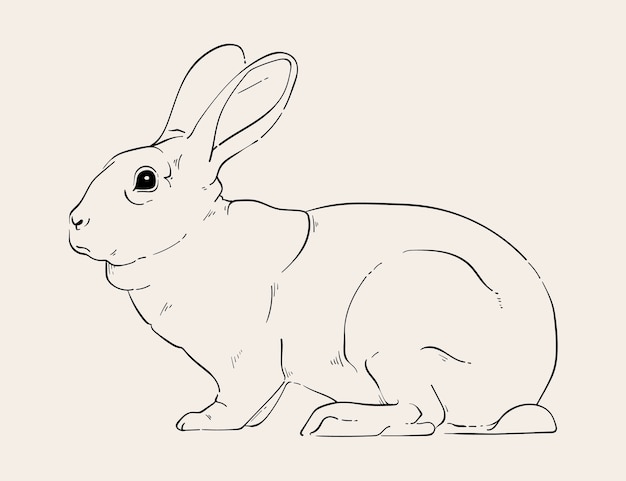 Free Vector hand drawn bunny outline illustration