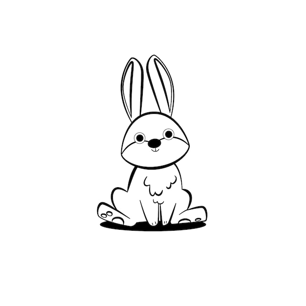 Hand drawn bunny outline illustration