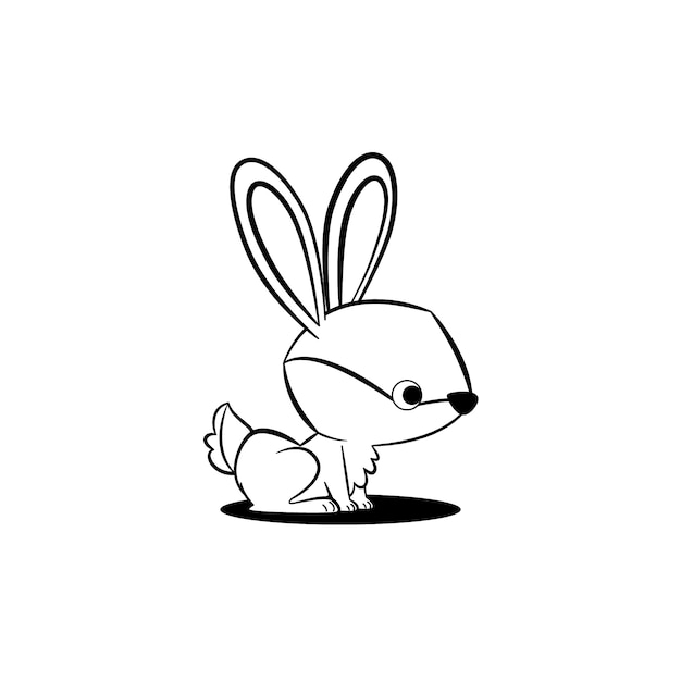 Hand drawn bunny outline illustration