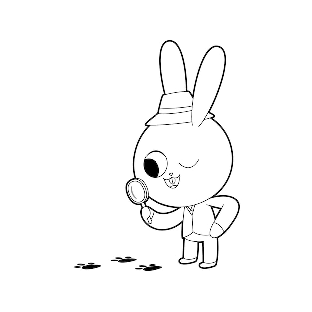 Hand drawn bunny outline illustration