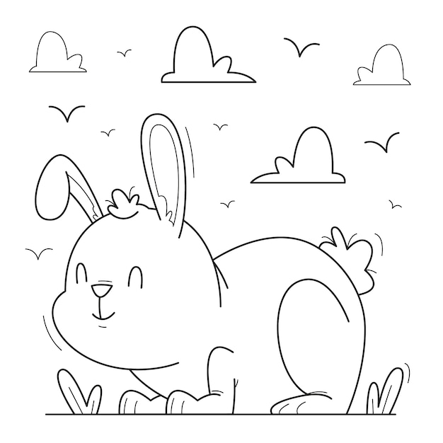 Free Vector hand drawn bunny outline illustration