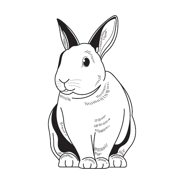 Hand drawn bunny outline illustration