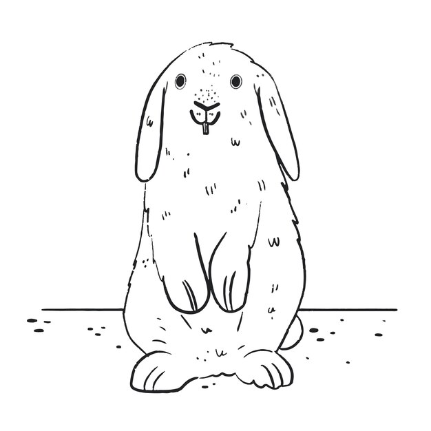 Hand drawn bunny outline illustration