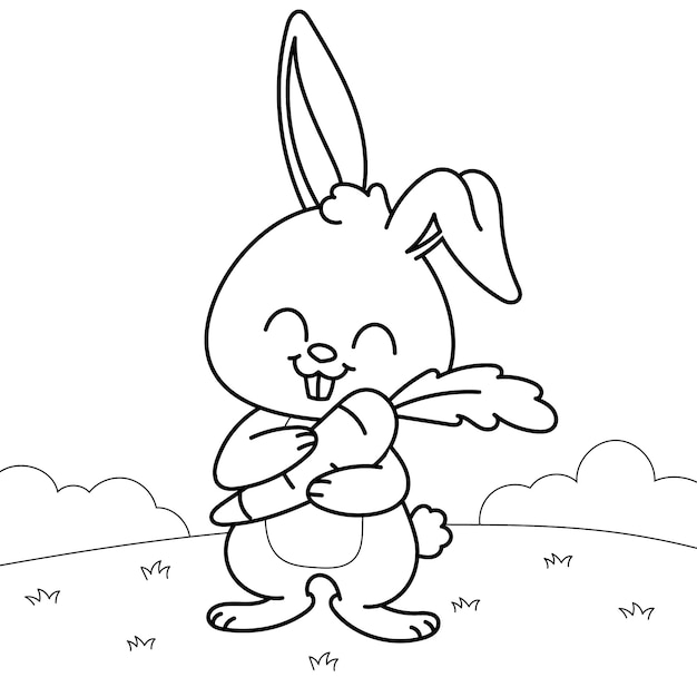 Hand drawn bunny outline illustration