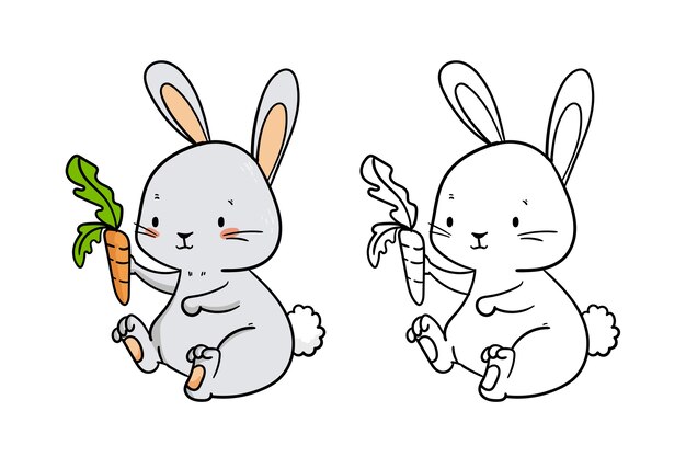 Hand drawn bunny outline illustration