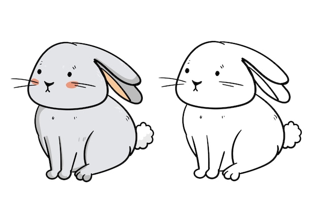 Hand drawn bunny outline illustration