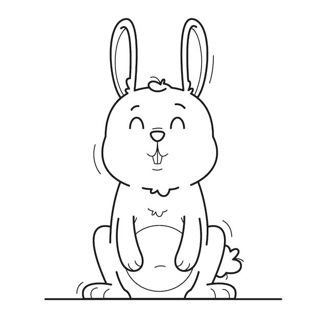 Hand drawn bunny outline illustration