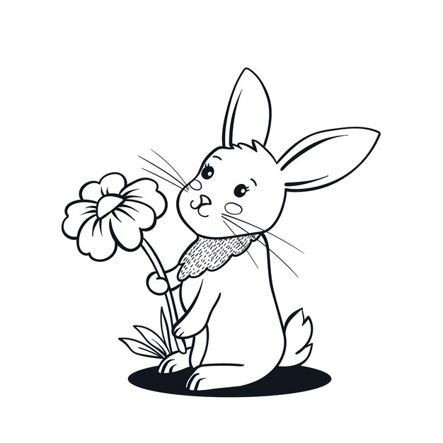 Hand drawn bunny outline illustration