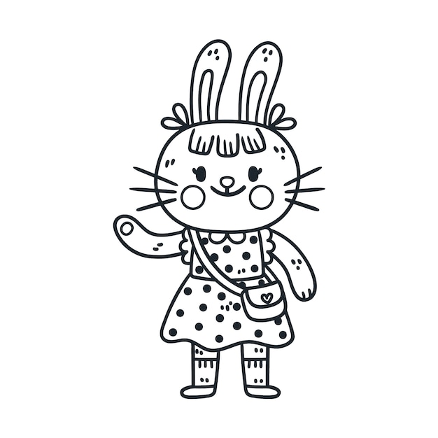 Hand drawn bunny outline illustration