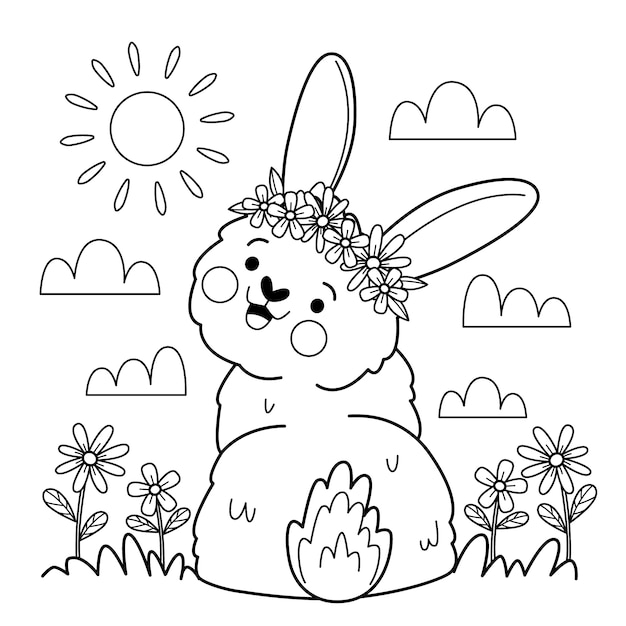 Free vector hand drawn bunny outline illustration