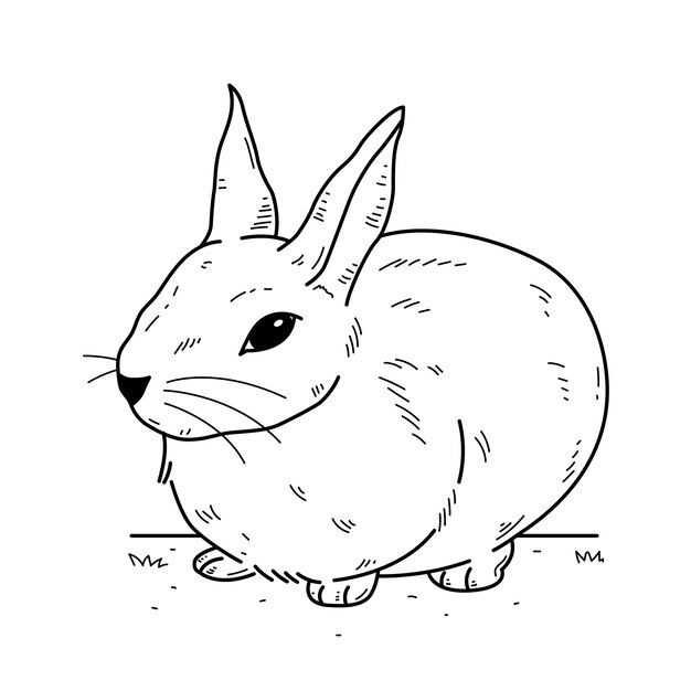 Hand drawn bunny outline illustration